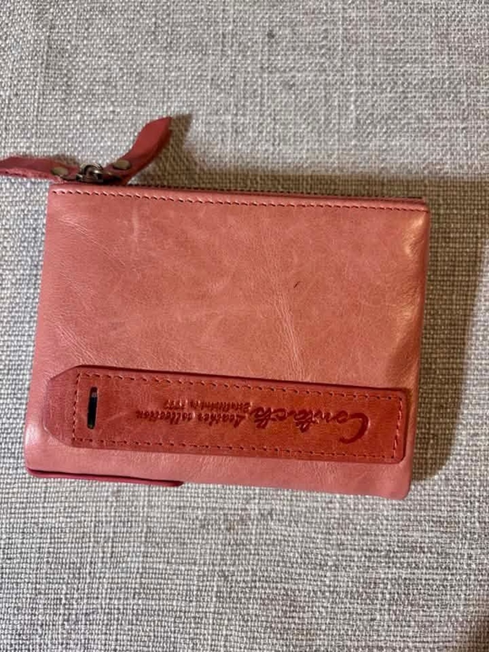 Coral Leather Bi-Fold Zip Wallet
